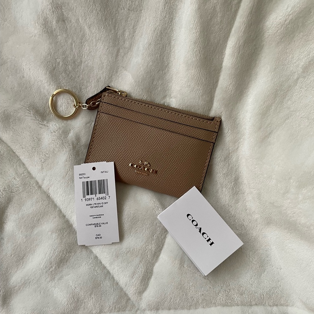 Coach Crossgrain Mini Skinny ID Key Ring Card Case